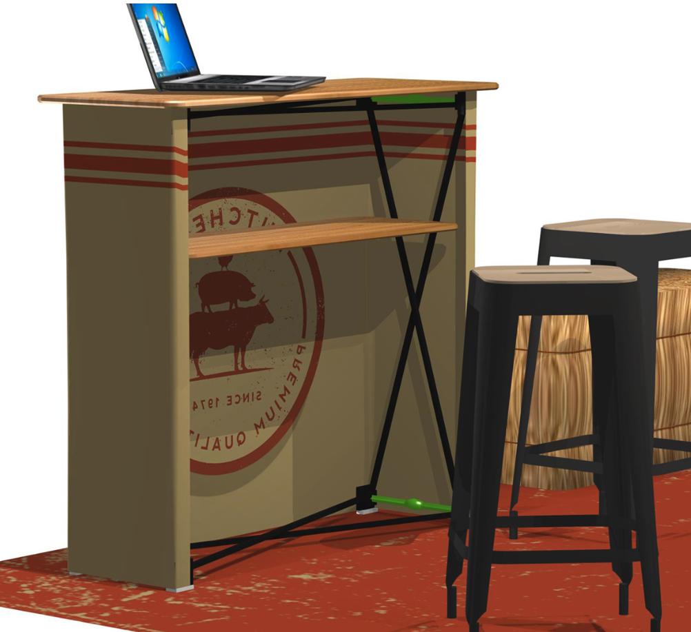 Comptoir c.air² avec tablette intérieure et plateau en bois